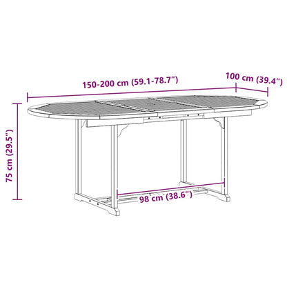 vidaXL Garden Table Grey 200x100x75 cm Solid Acacia Wood