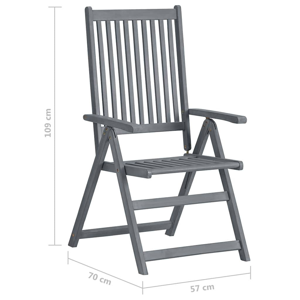 vidaXL 7 Piece Outdoor Dining Set Solid Acacia Wood Grey