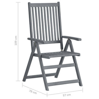 vidaXL 7 Piece Outdoor Dining Set Solid Acacia Wood Grey