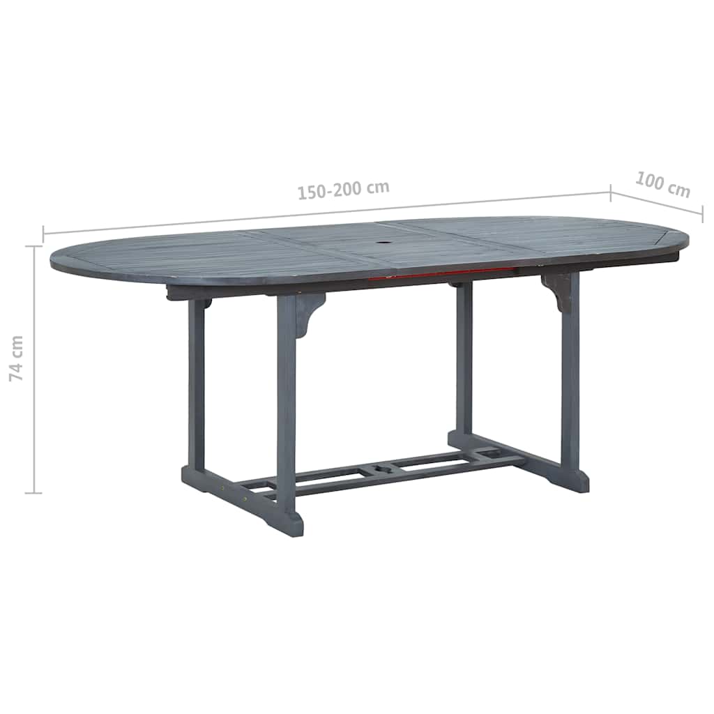 vidaXL 7 Piece Outdoor Dining Set Solid Acacia Wood Grey