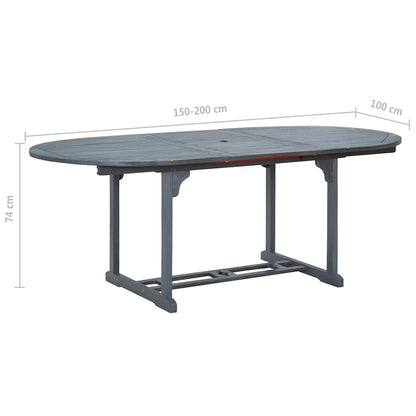 vidaXL 7 Piece Outdoor Dining Set Solid Acacia Wood Grey