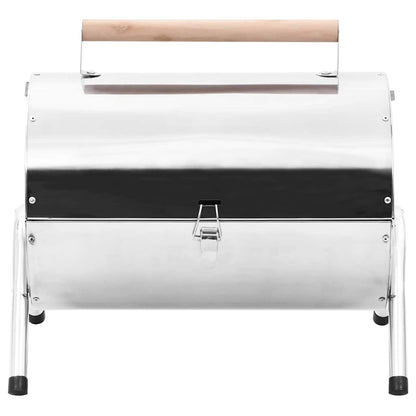 vidaXL Portable Tabletop Charcoal BBQ Grill Stainless Steel Double Grids - Silver