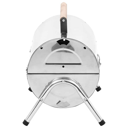 vidaXL Portable Tabletop Charcoal BBQ Grill Stainless Steel Double Grids - Silver