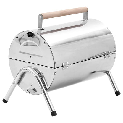 vidaXL Portable Tabletop Charcoal BBQ Grill Stainless Steel Double Grids - Silver