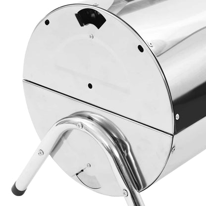 vidaXL Portable Tabletop Charcoal BBQ Grill Stainless Steel Double Grids - Silver