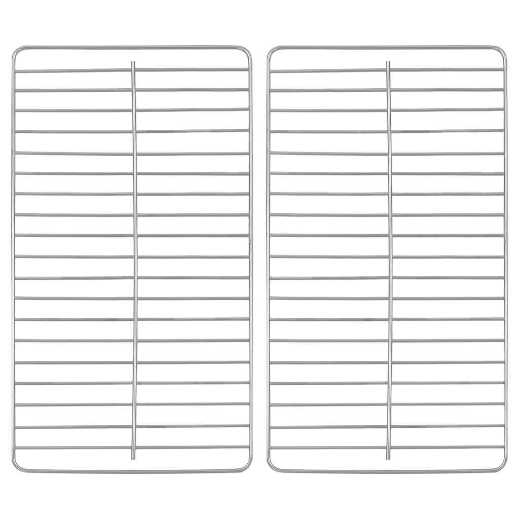 vidaXL Portable Tabletop Charcoal BBQ Grill Stainless Steel Double Grids - Silver