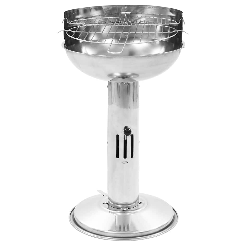 vidaXL Pedestal Charcoal BBQ Grill Stainless Steel - Silver