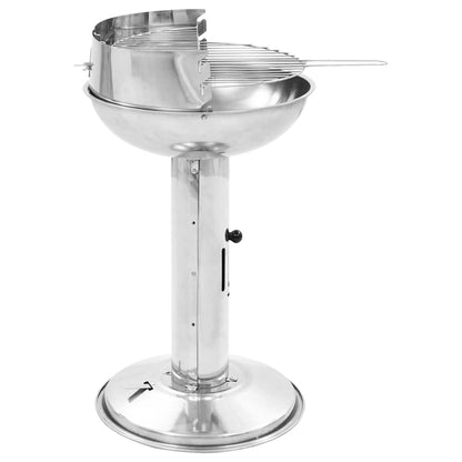 vidaXL Pedestal Charcoal BBQ Grill Stainless Steel - Silver