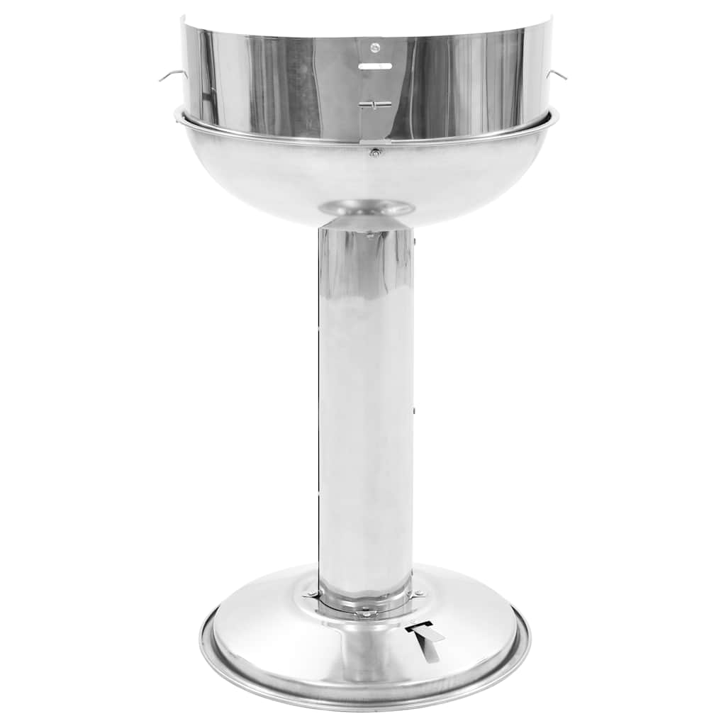 vidaXL Pedestal Charcoal BBQ Grill Stainless Steel - Silver