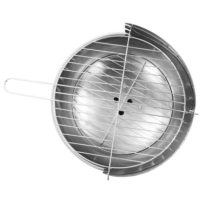 vidaXL Pedestal Charcoal BBQ Grill Stainless Steel - Silver