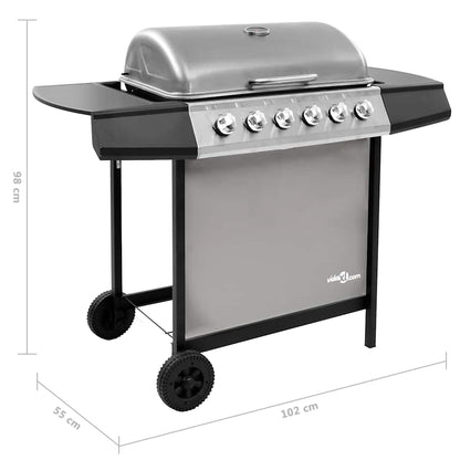 vidaXL Gas BBQ Grill with 6 Burners Black and Silver (FR/BE/IT/UK/NL only)
