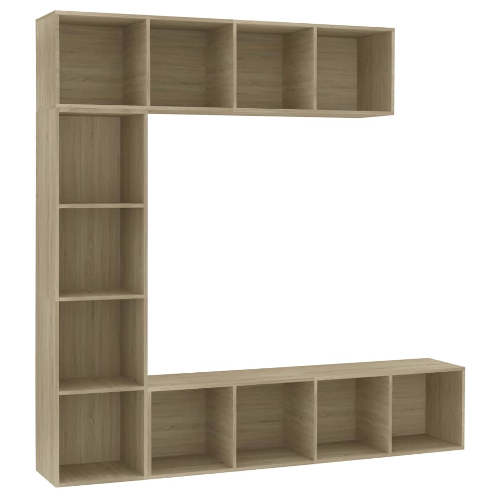 vidaXL 3 Piece Book/TV Cabinet Set Sonoma Oak 180x30x180 cm - Brown