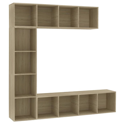 vidaXL 3 Piece Book/TV Cabinet Set Sonoma Oak 180x30x180 cm - Brown