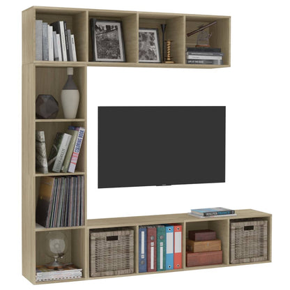 vidaXL 3 Piece Book/TV Cabinet Set Sonoma Oak 180x30x180 cm - Brown