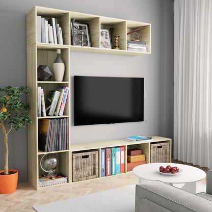 vidaXL 3 Piece Book/TV Cabinet Set Sonoma Oak 180x30x180 cm - Brown