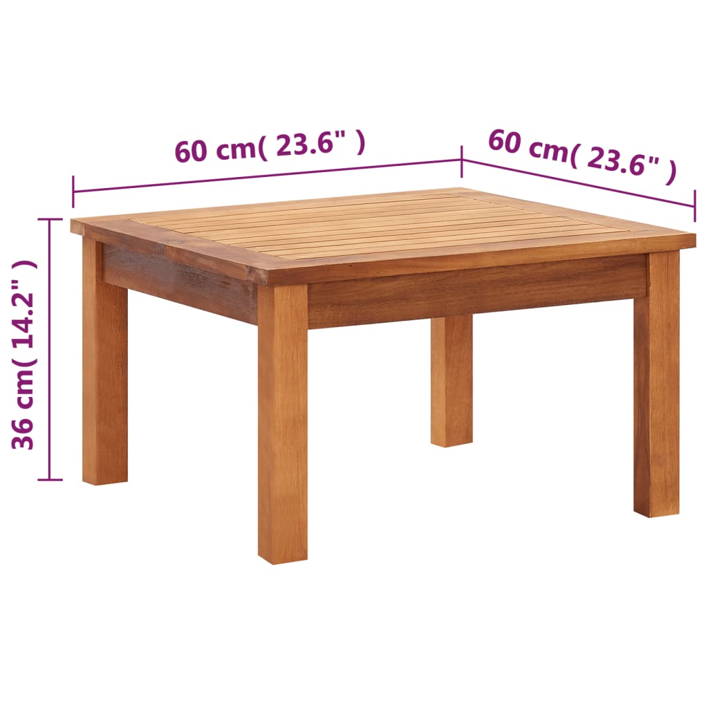 vidaXL Garden Coffee Table 60x60x36 cm Solid Acacia Wood - Brown