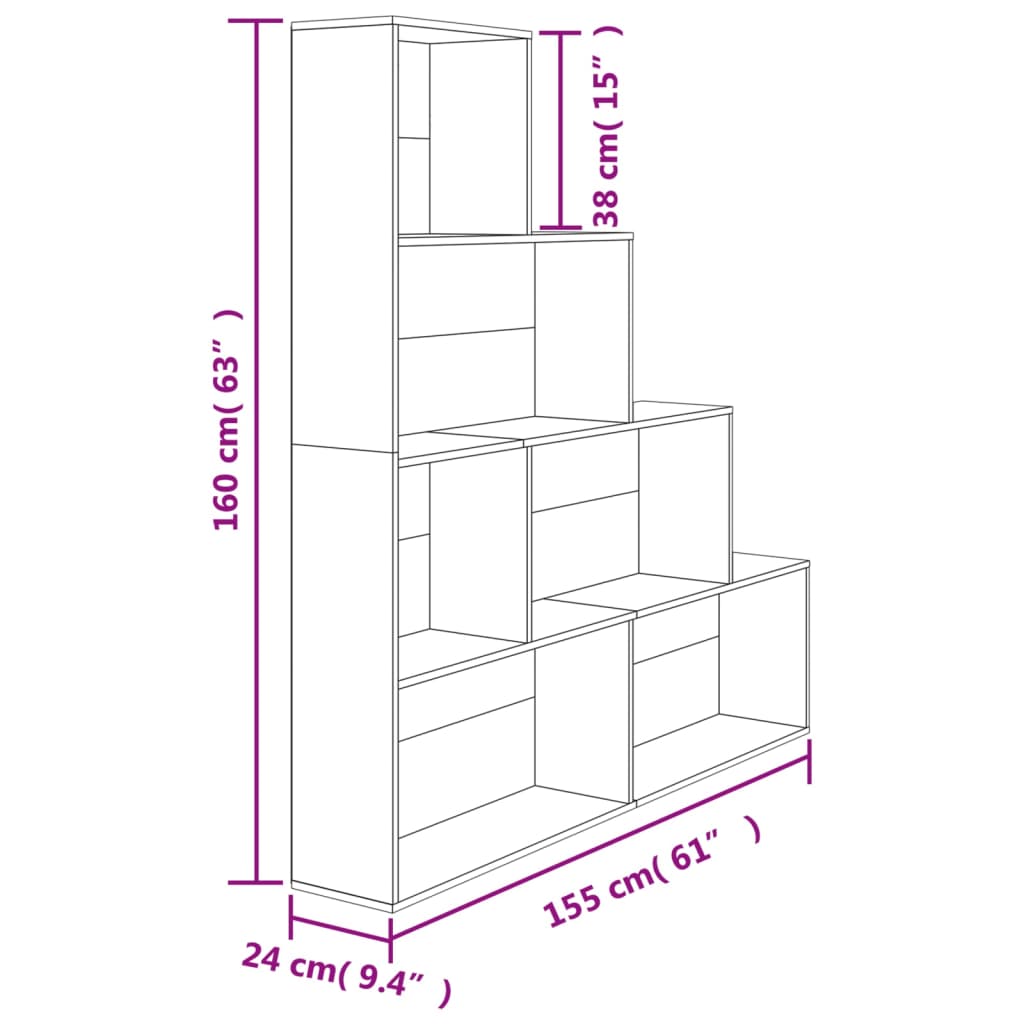 vidaXL Book Cabinet/Room Divider Sonoma Oak 155x24x160 cm Engineered Wood - Brown