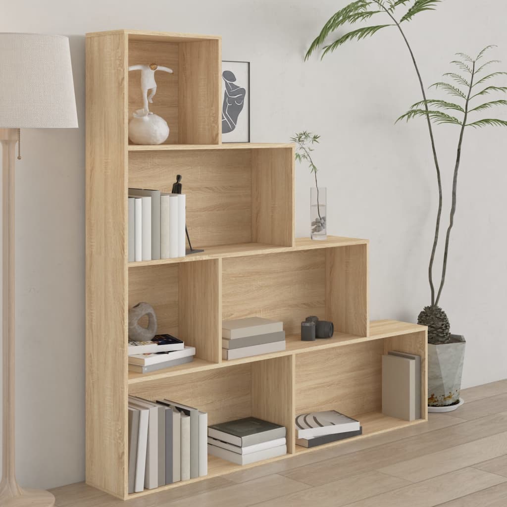 vidaXL Book Cabinet/Room Divider Sonoma Oak 155x24x160 cm Engineered Wood - Brown
