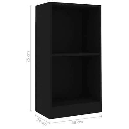 vidaXL Bookcase Black 40x24x75 cm Engineered Wood