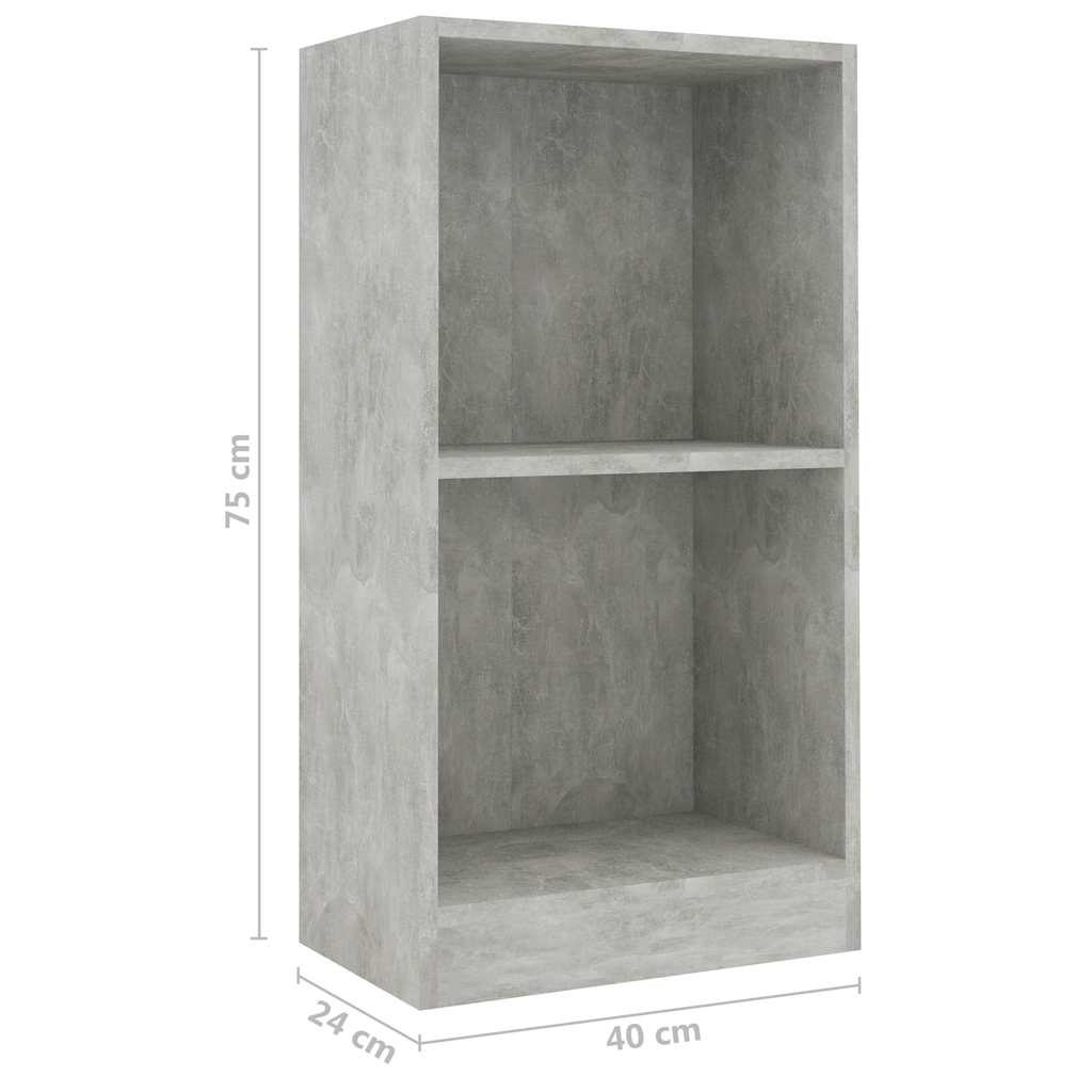 vidaXL Bookcase Concrete Grey 40x24x75 cm Engineered Wood