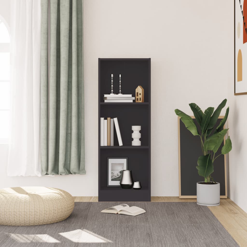 800830 vidaXL 3-Tier Book Cabinet Grey 40x24x109 cm Engineered Wood