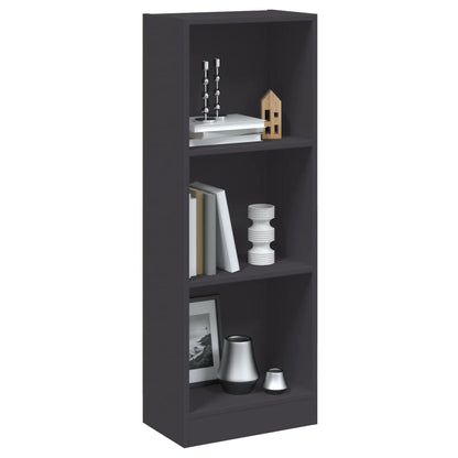 800830 vidaXL 3-Tier Book Cabinet Grey 40x24x109 cm Engineered Wood