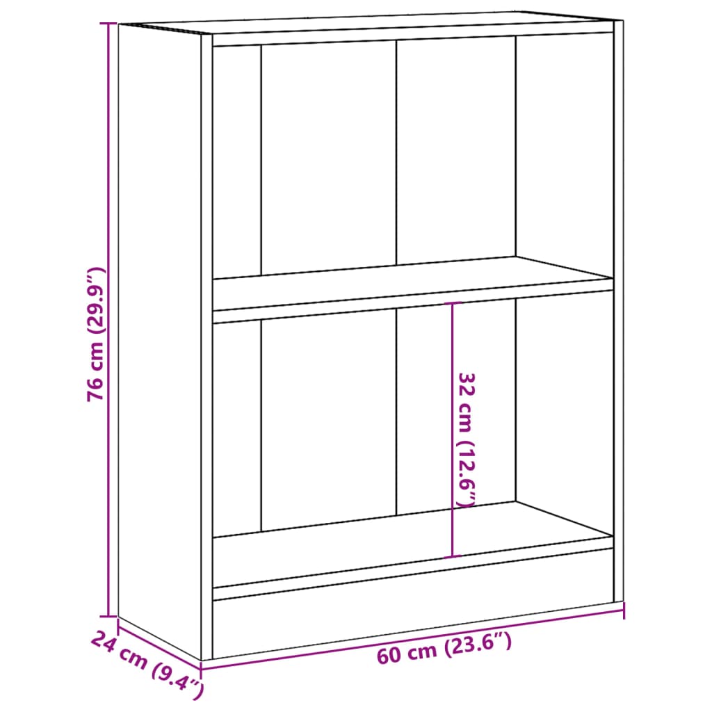 800855 vidaXL Bookshelf White 60x24x76 cm Engineered Wood