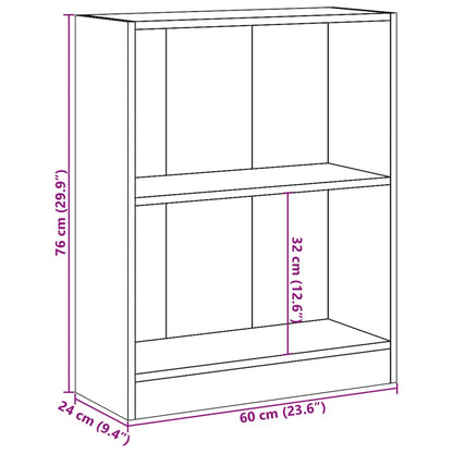 800855 vidaXL Bookshelf White 60x24x76 cm Engineered Wood