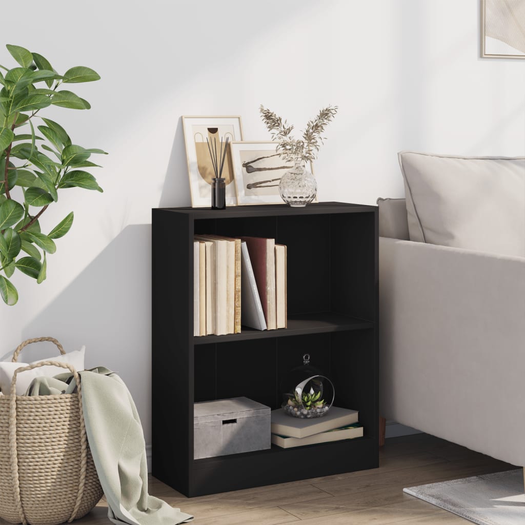 800856 vidaXL Bookshelf Black 60x24x76 cm Engineered Wood