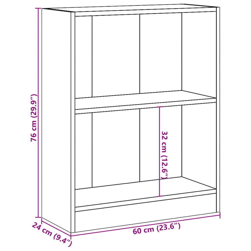 800859 vidaXL Bookshelf Concrete Grey 60x24x76 cm Engineered Wood