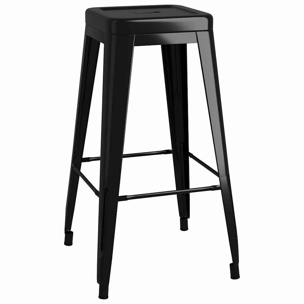 vidaXL Bar Stools Stackable 2 pcs Black Metal - 43 x 43 x 77 cm