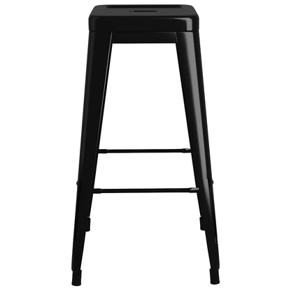 vidaXL Bar Stools Stackable 2 pcs Black Metal - 43 x 43 x 77 cm