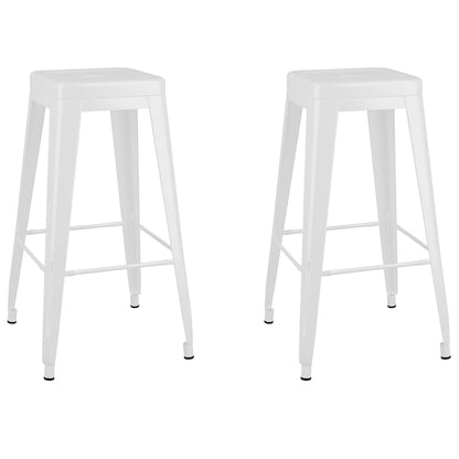 vidaXL Bar Stools Stackable 2 pcs White Metal - 43 x 43 x 77 cm