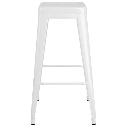 vidaXL Bar Stools Stackable 2 pcs White Metal - 43 x 43 x 77 cm