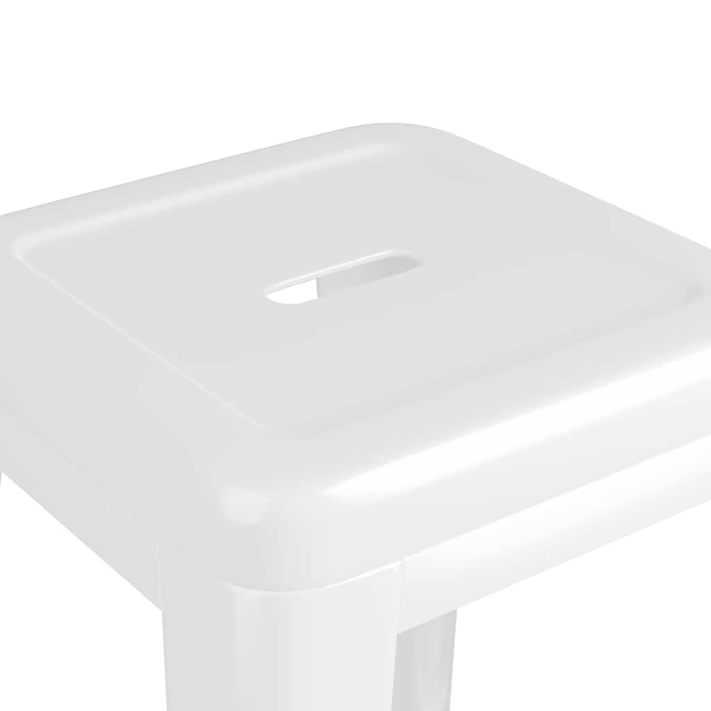 vidaXL Bar Stools Stackable 2 pcs White Metal - 43 x 43 x 77 cm