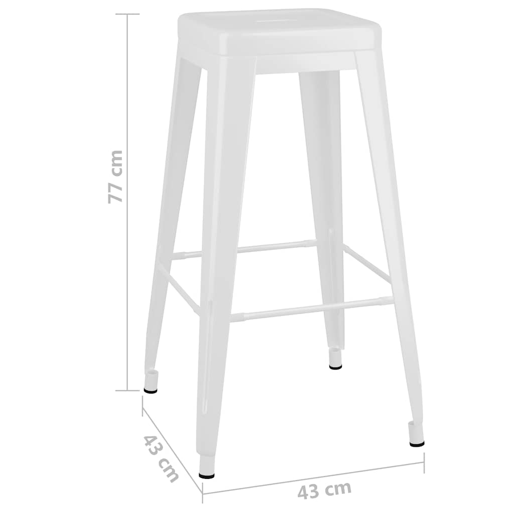 vidaXL Bar Stools Stackable 2 pcs White Metal - 43 x 43 x 77 cm
