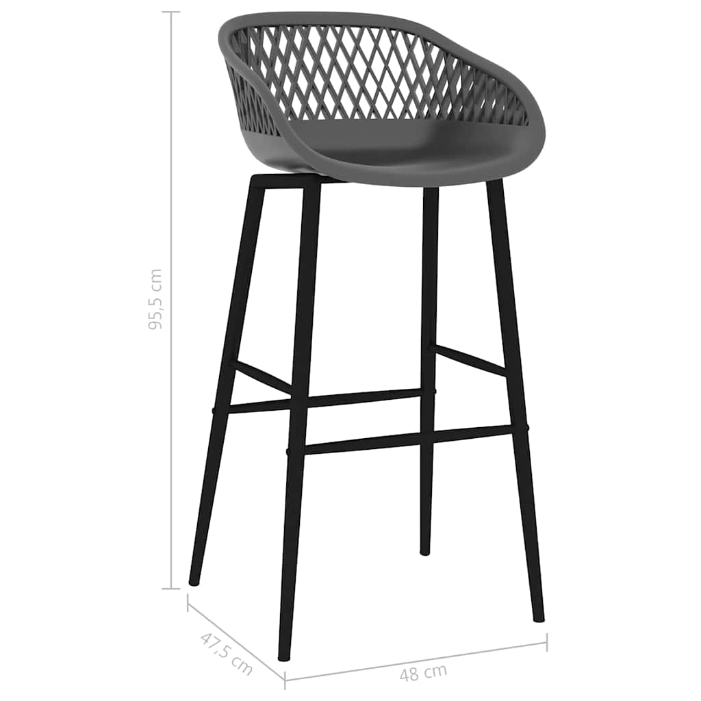vidaXL Bar Chairs 2 pcs Grey - 48 x 47.5 x 95.5 cm