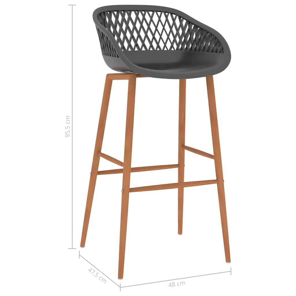 vidaXL Bar Chairs 2 pcs Grey - 48 x 47.5 x 95.5 cm - 68153