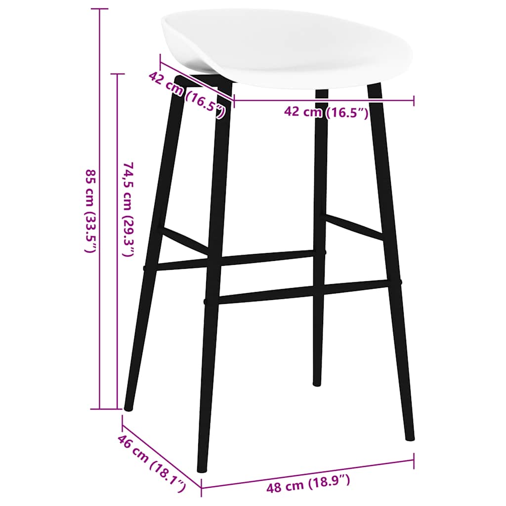 vidaXL Bar Chairs 2 pcs White - 48 x 46 x 85 cm