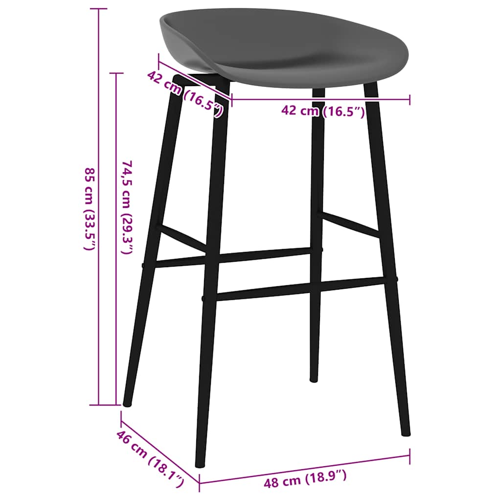 vidaXL Bar Chairs 4 pcs Grey - 48 x 46 x 85 cm