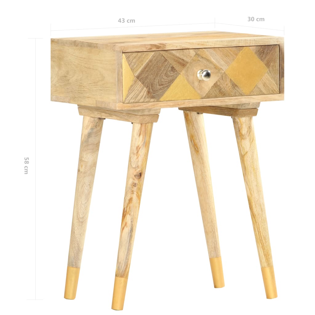 vidaXL Bedside Cabinet 43x30x58 cm Solid Mango Wood - Brown - 60396
