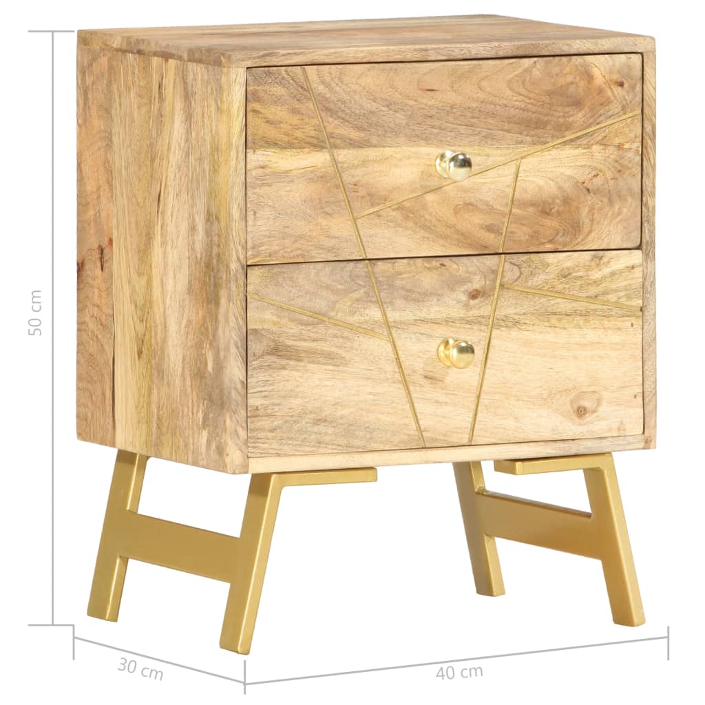 vidaXL Bedside Cabinet 40x30x50 cm Solid Mango Wood - Brown - 60398