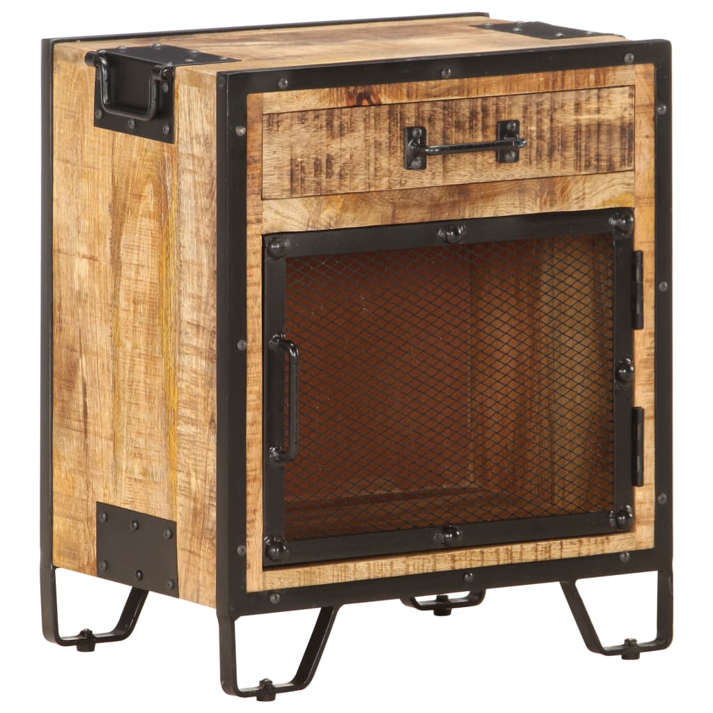 vidaXL Bedside Cabinet 43x30x51 cm Solid Rough Mango Wood - Brown