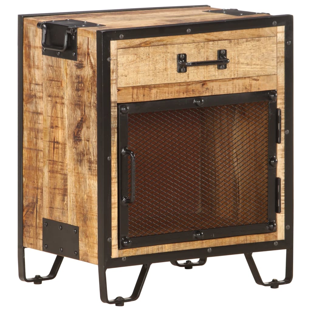 vidaXL Bedside Cabinet 43x30x51 cm Solid Rough Mango Wood - Brown