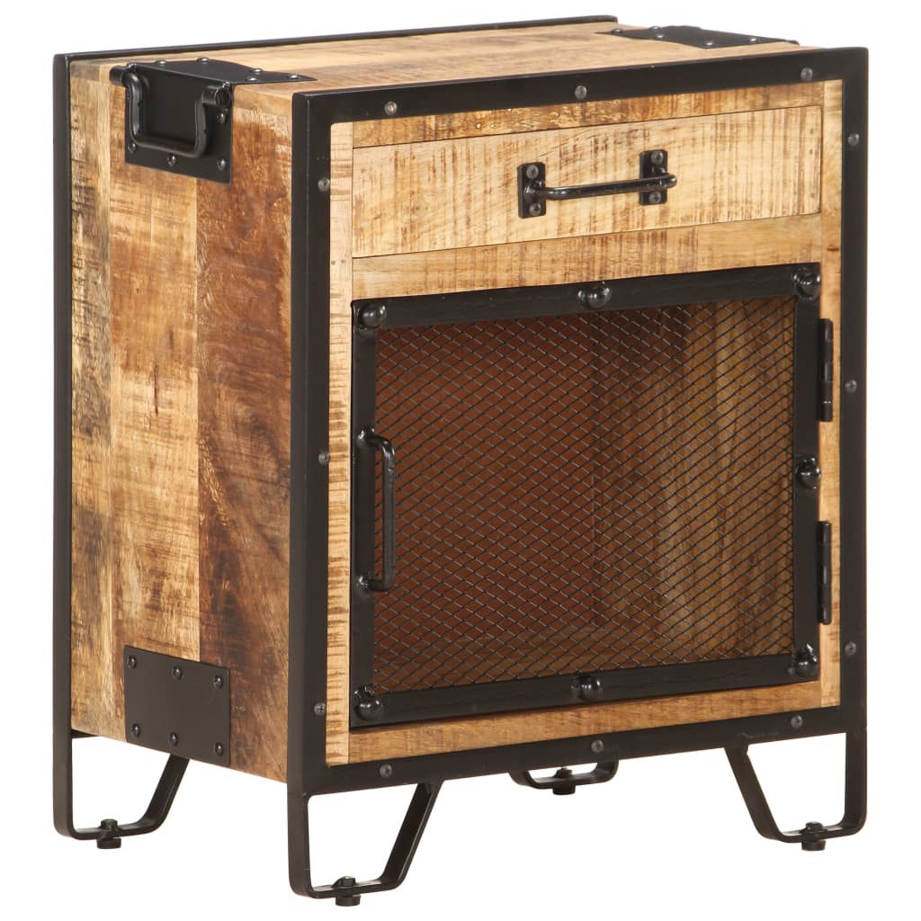 vidaXL Bedside Cabinet 43x30x51 cm Solid Rough Mango Wood - Brown