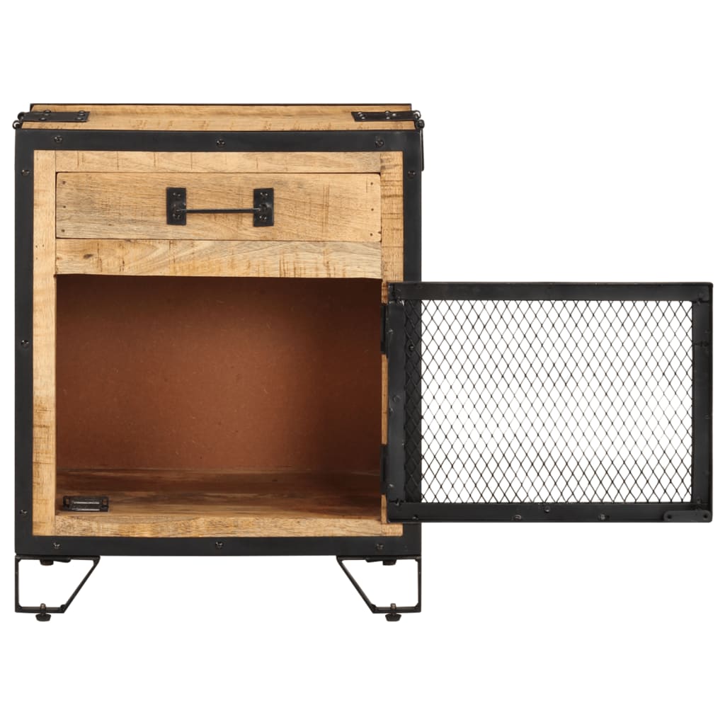 vidaXL Bedside Cabinet 43x30x51 cm Solid Rough Mango Wood - Brown