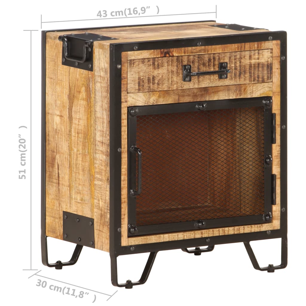 vidaXL Bedside Cabinet 43x30x51 cm Solid Rough Mango Wood - Brown