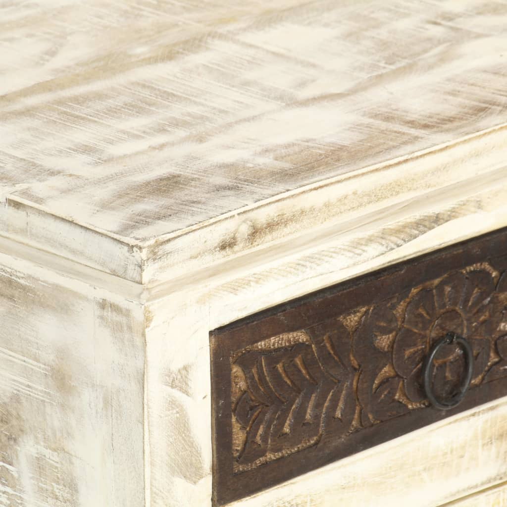 vidaXL Bedside Cabinet White 40x30x50 cm Solid Mango Wood