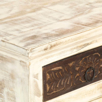 vidaXL Bedside Cabinet White 40x30x50 cm Solid Mango Wood
