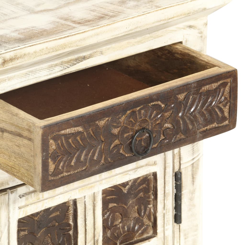 vidaXL Bedside Cabinet White 40x30x50 cm Solid Mango Wood